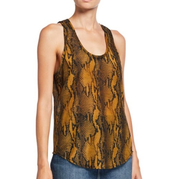 Anthropologie x Current/Elliott Tank The Bermuda Bronze Brown Snakeskin print 0 - Picture 10 of 10
